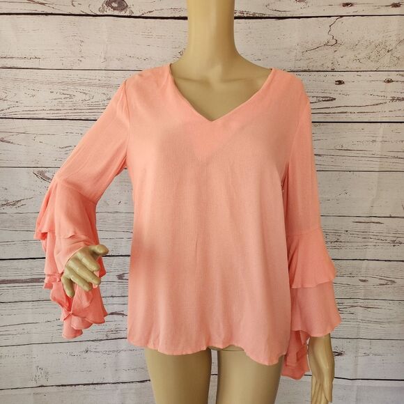 Chelsea28 Tiered Long Sleeve Rayon Shirt Small NWT - Picture 1 of 6